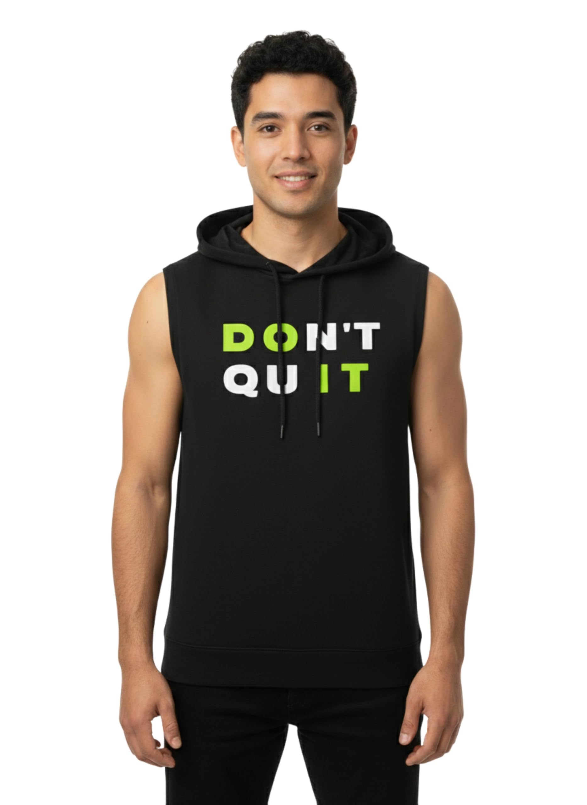 Men's Sleeveless Hooded T-Shirt, Polyester, Regular Fit, Lightweight, Sports Style, Dont Quit Print-image-24