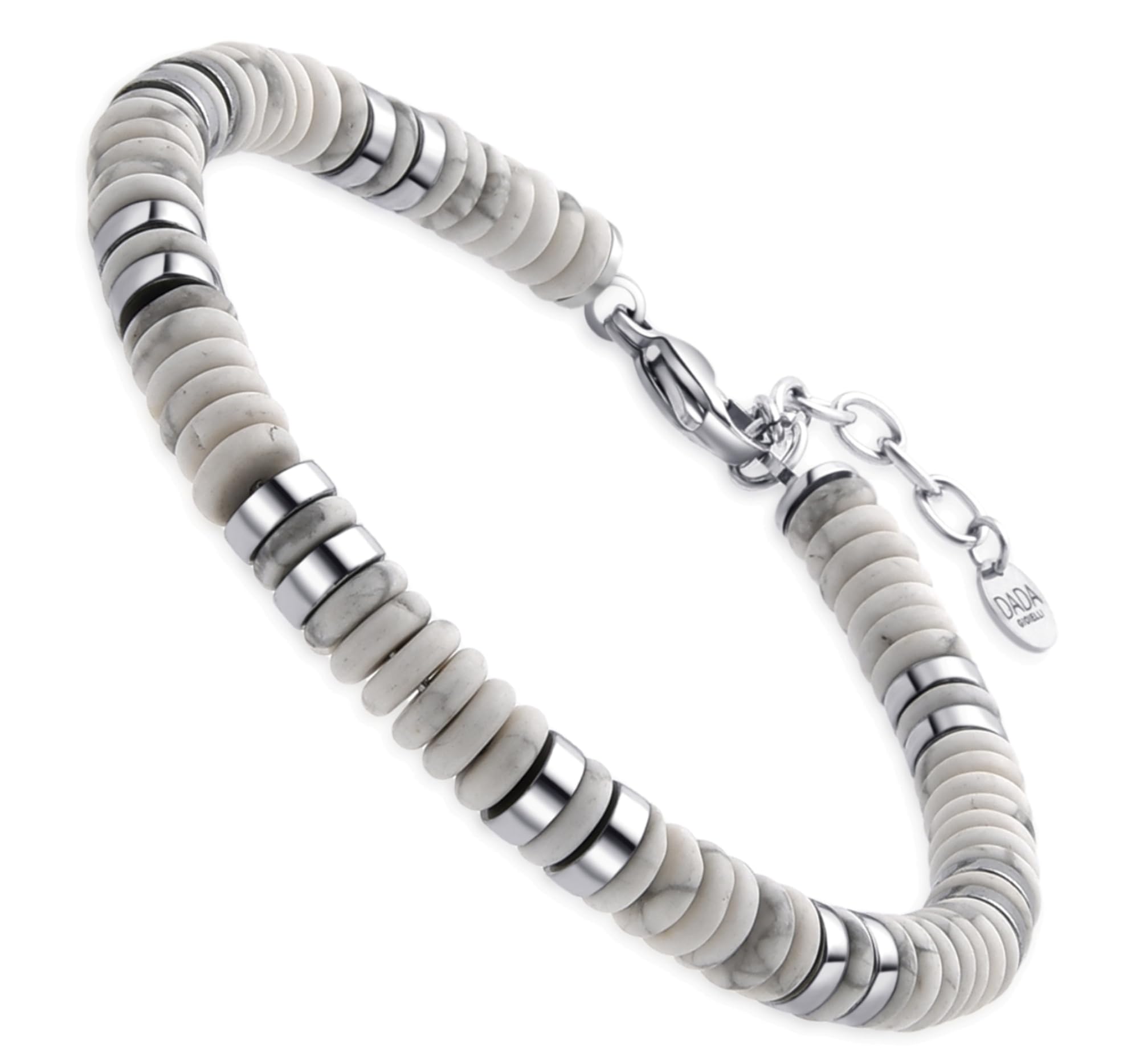 Dada Gioielli - Bracelet homme en pierres naturelles dures, choisissez la pierre qui vous représente - Idée cadeau d'anniversaire pour lui, acier et hématite - Ajustable 19-22cm