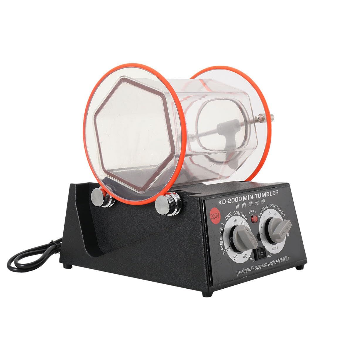 Macchina Lucidatrice per Gioielli, 60 W capacità 5 kg Tamburo Rotativo con Regolazione della velocità a 5 stadi per La Lucidatura di Superfici, Smussatura, Ravvivatura, Rimozione della Ruggine