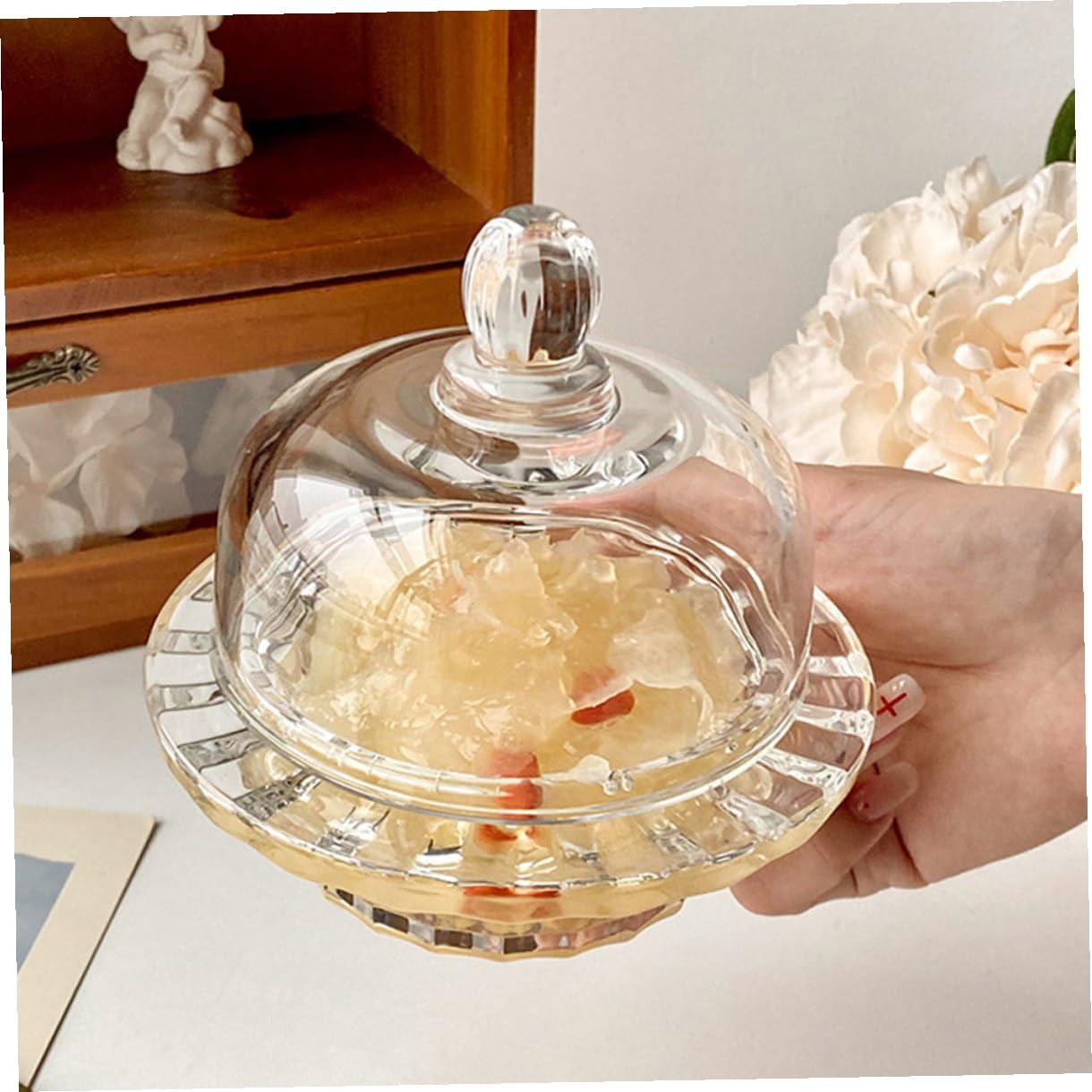 VANZACK Glasschüssel Funktionale 110ml mit Deckel Durchsichtige Kleine Eisbecher Elegante aus Sicherem Glas für Party und Tischdekoration