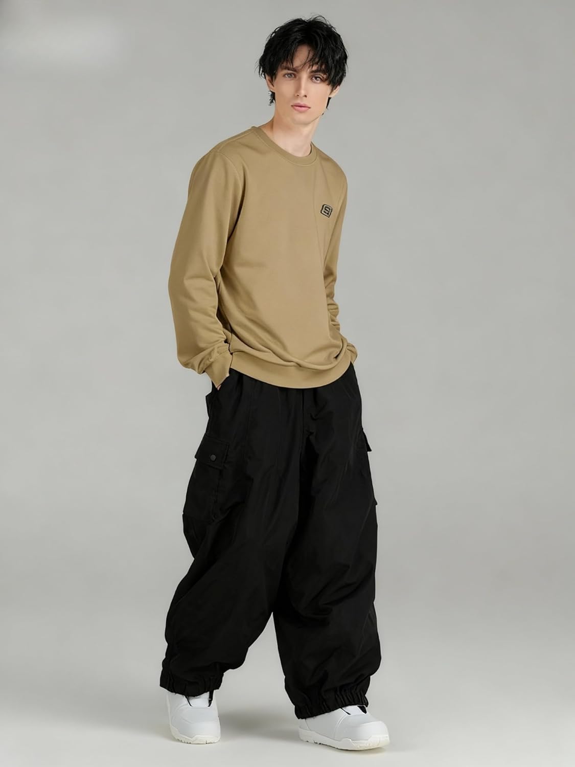 Men's Baggy Cargo Snow Pants Warm Insulation Ski Pant Snowboard Outdoor Hiking