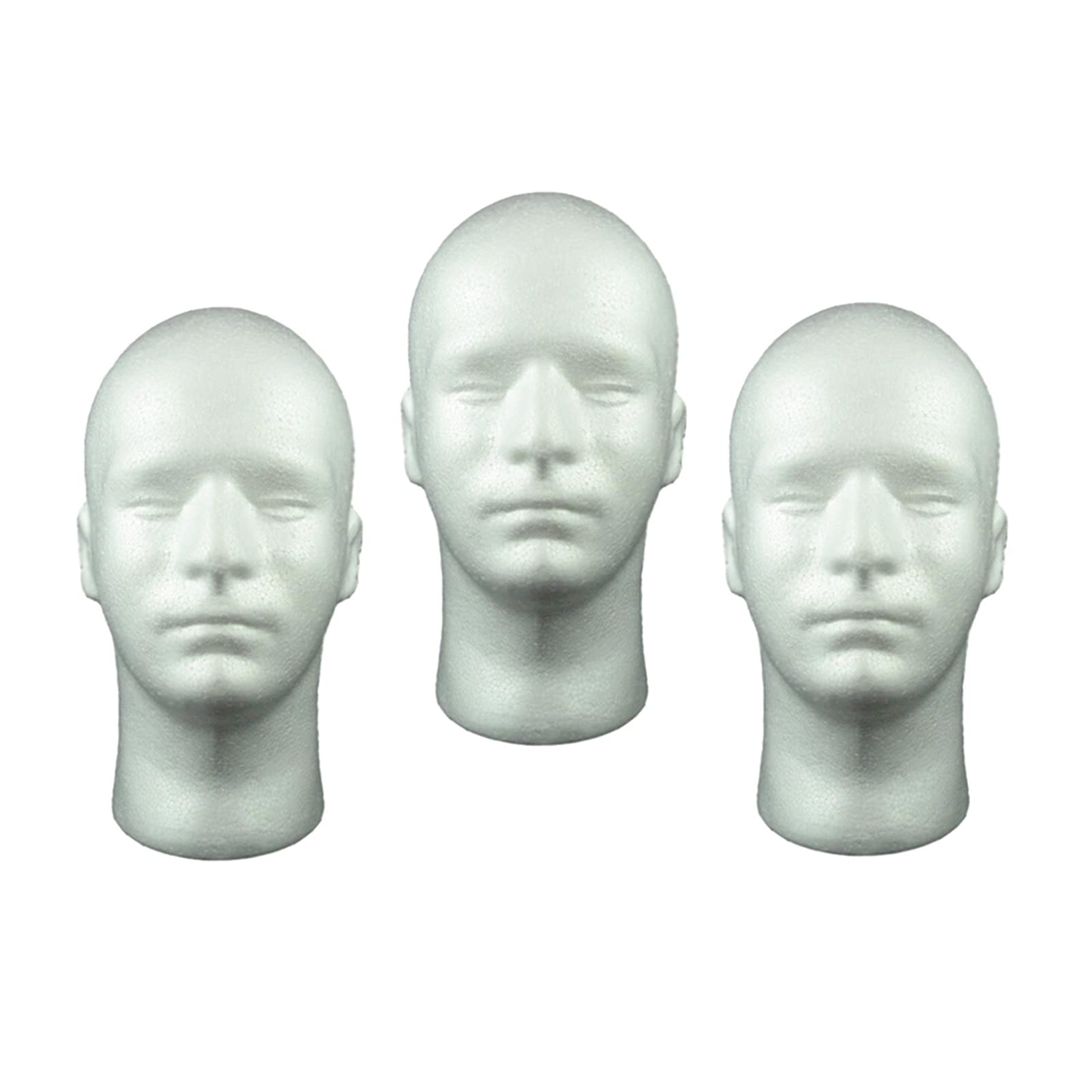 3 sztuk 20 '' Męski Model Model Model Model Model Peruka, White 12 inch Talldressing Model Training