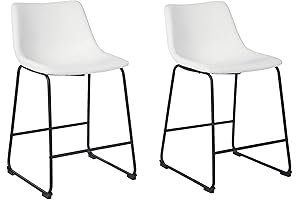 Centiar Modern Faux Leather White Counter Stool, Set of 2