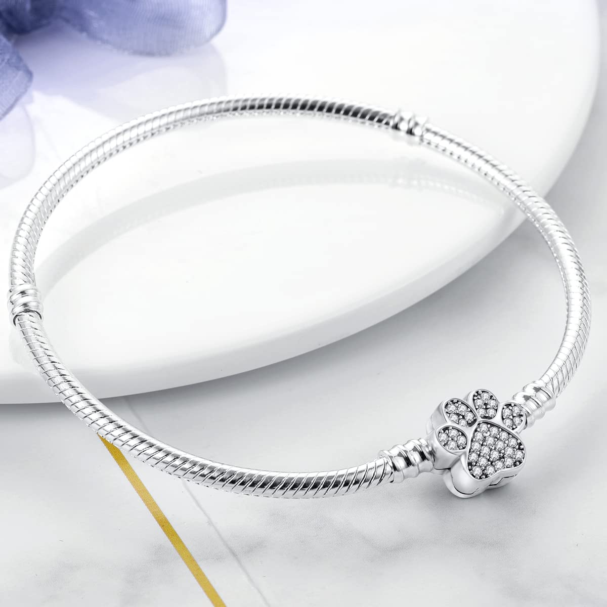 YDYDTTKD Pulsera con Dije de Cadena de Serpiente de Plata de Ley 925, corazón de Mariposa y Mejor Amiga con circonita cúbica 5A para Mujeres y niñas, Regalo para Ella, Palma de Mascota, 6,7 Pulgadas