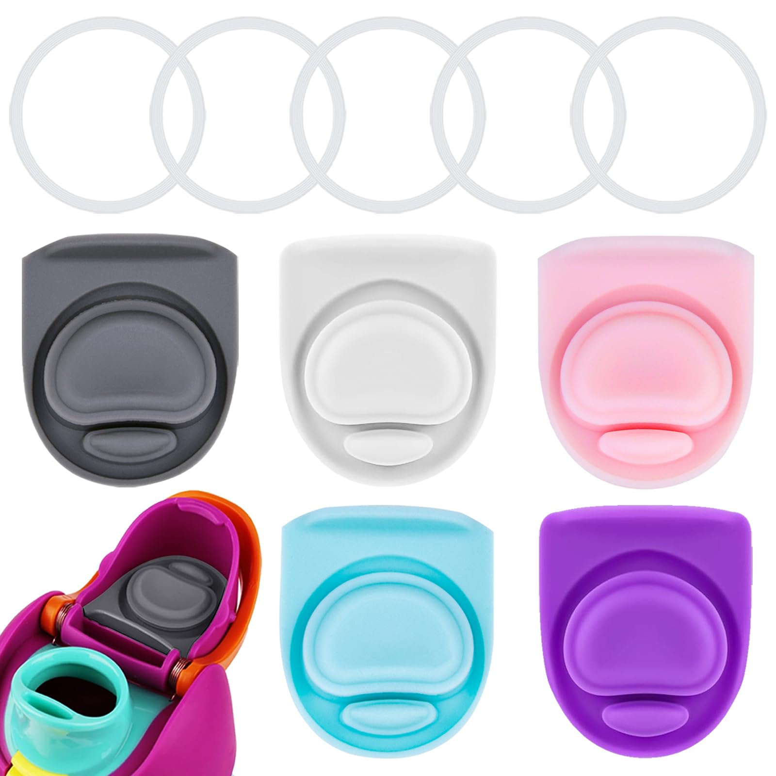 BMSQOFD 5 Sets Replacement Stopper and O Ring Gasket Compatible with Owala FreeSip 24oz 32oz,Water Bottle Lid Insert Cap Silicone Seal Parts for Owala 16/19/24/32/40oz Mouth Piece Accessories A-WO1 — image 1