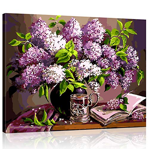 Rihe DIY Oil Painting Paint By Numbers Kits Mounted on Wood Frame with Brushes Painting Kits on Canvas for Adults Kids Flower Theme- Purple Flower 16x20 Inch(With Wood Frame) Rihe DIY Oil Painting Paint By Numbers Kits Mounted on Wood Frame with Brushes Painting Kits on Canvas for Adults Kids Flower Theme- Purple Flower 16x20 Inch(With Wood Frame)