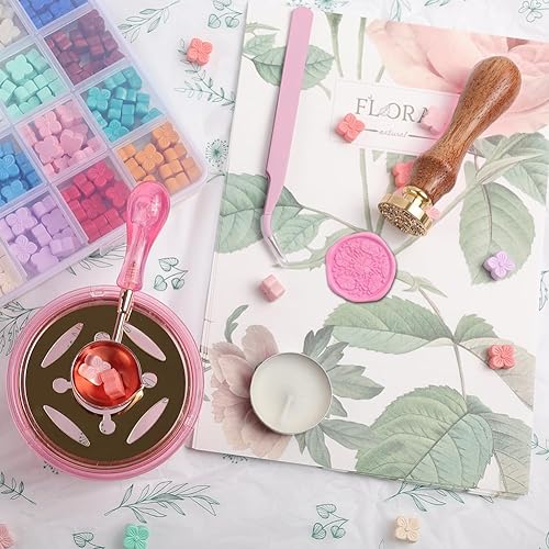 Miniatura 7 de Sello de cera de flores, sello de cera de sellado floral para grabar profundamente 6 flores para decoración sobres, cartas, tarjetas de regalo,