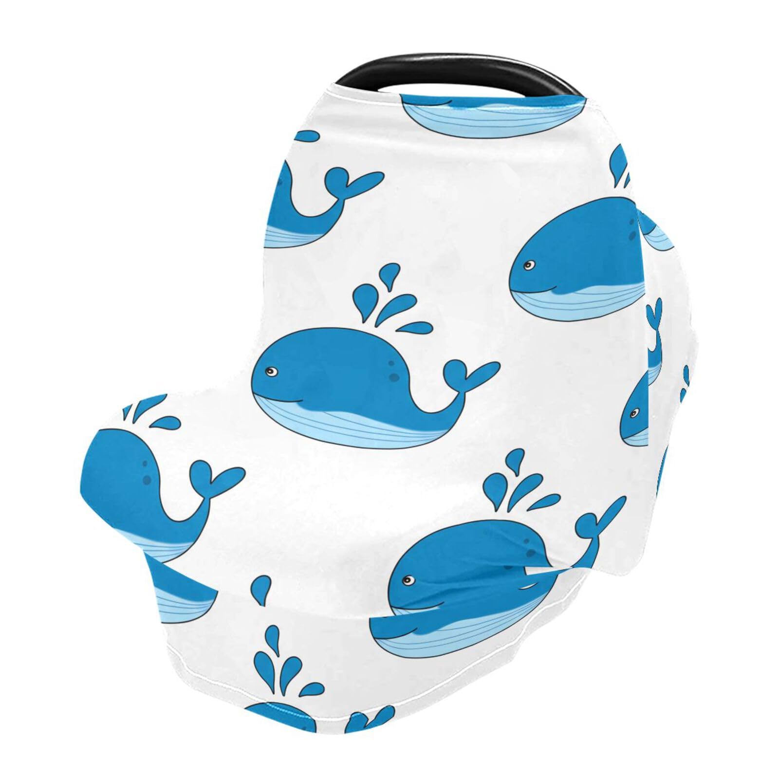 Nesatuwa Baby Car Seat Cover Blue Whales Breastfeeding Covers Stretchy Breathable Multi-Use Cover Carseat Canopy for Girls and Boys