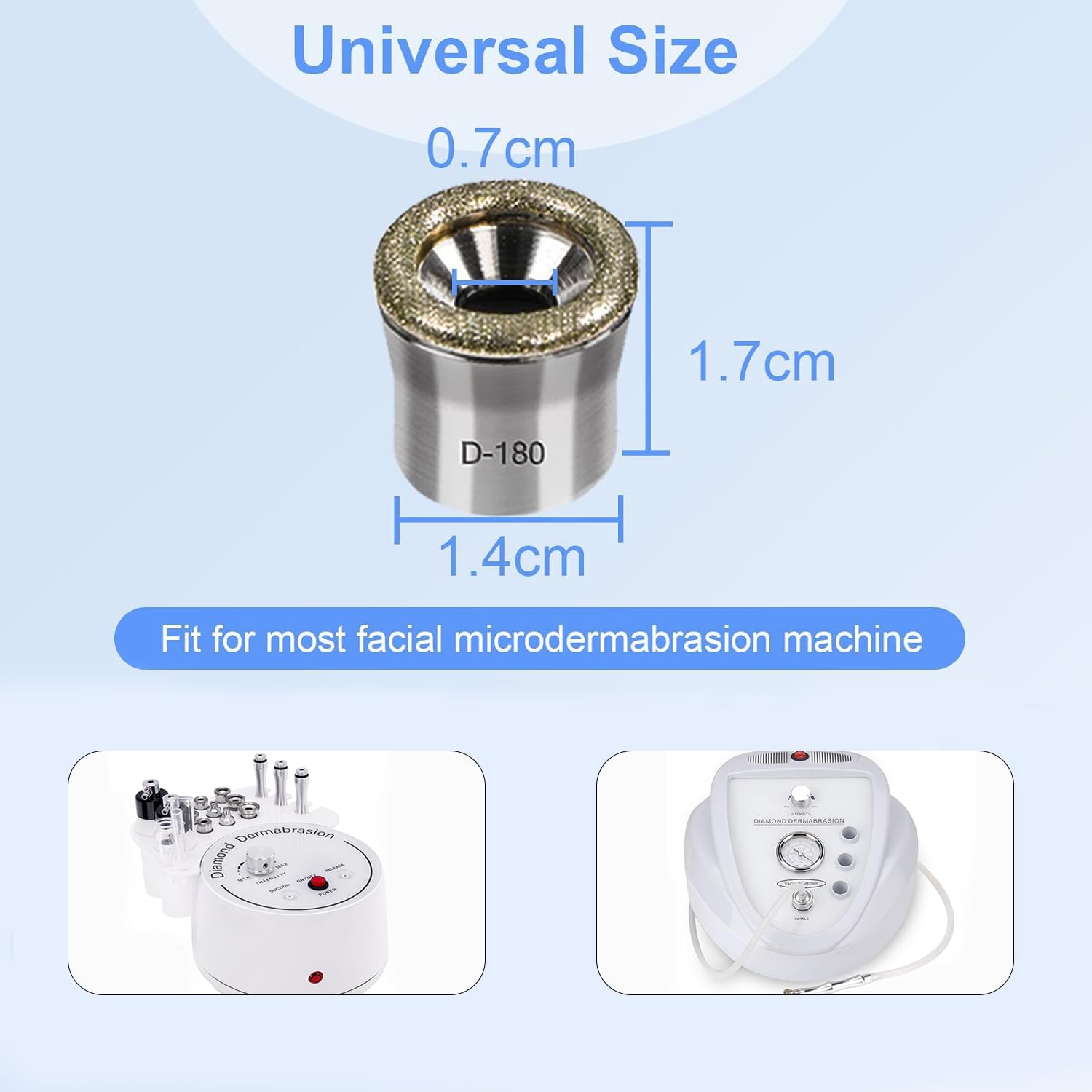 6 punte di ricambio per microdermoabrasione diamantata, per dermoabrasione, misura universale, 0,55" Fit aspirazione Microderm, viso professionale, cura della pelle, salone domestico