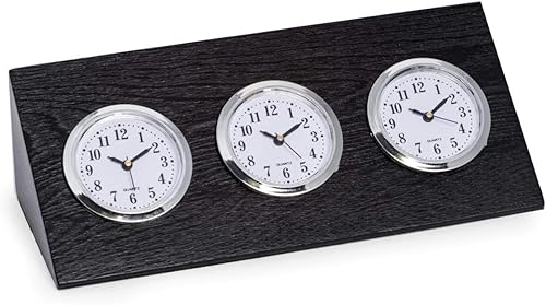 Bey-Berk Reloj de triple zona horaria en madera negra