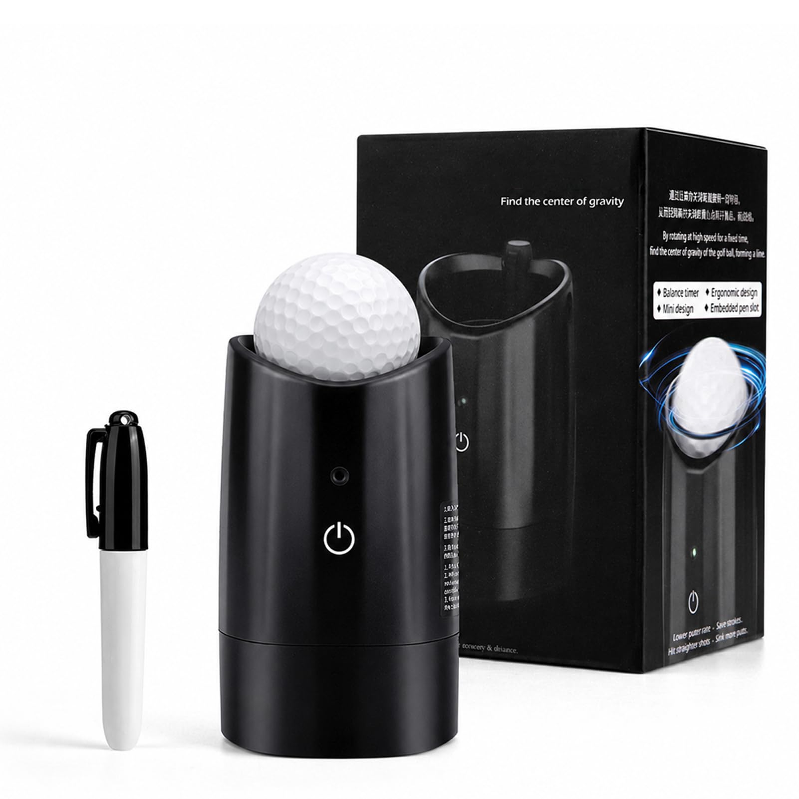 Denash Herramienta de Marcador de Línea de Pelota de Golf para Marcado Central Preciso, Dispositivo de Alineación de Pelota de Golf Eléctrico Portátil para Práctica de Putt, Buscador Central