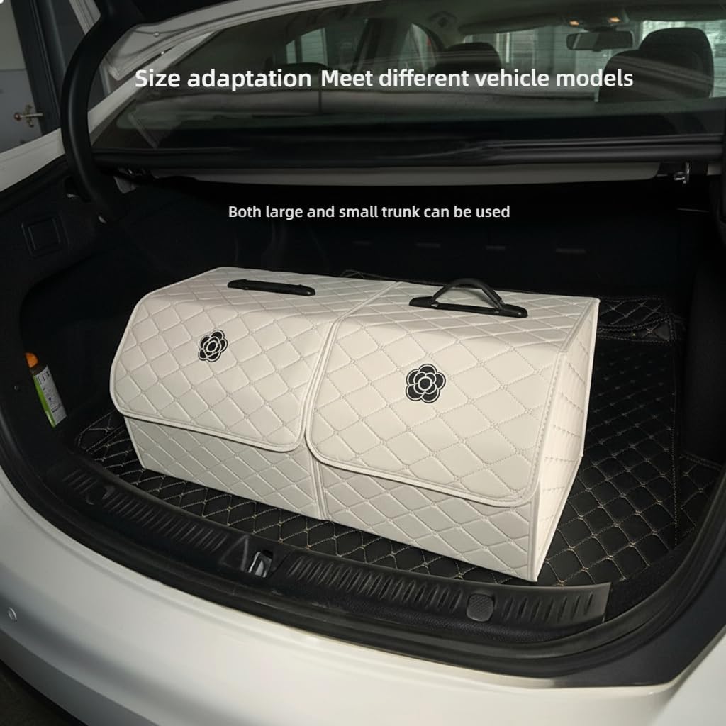 Car Trunk Organizer, Collapsible Storage Box with Dividers, 33L/39L/54L Large Capacity Foldable Cargo Organizer for SUV Sedan Truck (Camellia - Small,1)