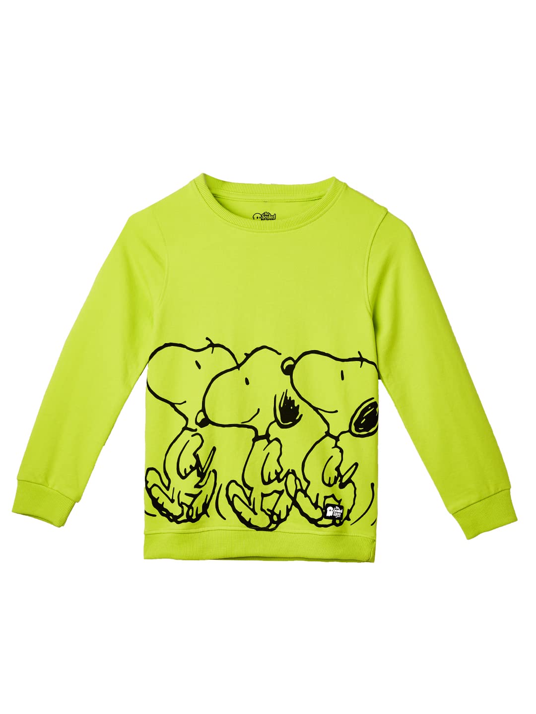 The Souled Store|Official Peanuts: Snoopy Kids and Girls Sweatshirts| Regular fit Graphic Printed| Full Sleeve|60% Cotton 40% Polyester Green Color Girls Sweatshirts