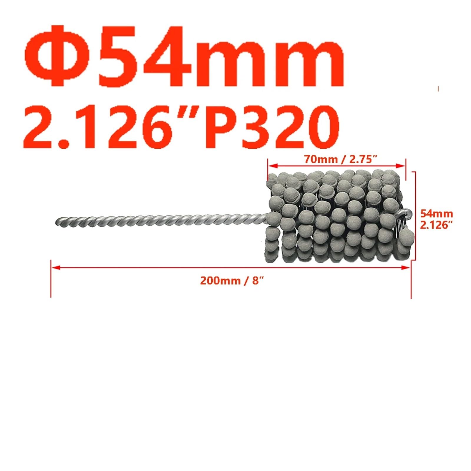 Zylinder Honbürste flexibel Korn 1 Stück Durchm. 6–88 mm Rohrpolier-Kugelkopf-Schleifscheibenbürste(Dia. 54mm x P320)