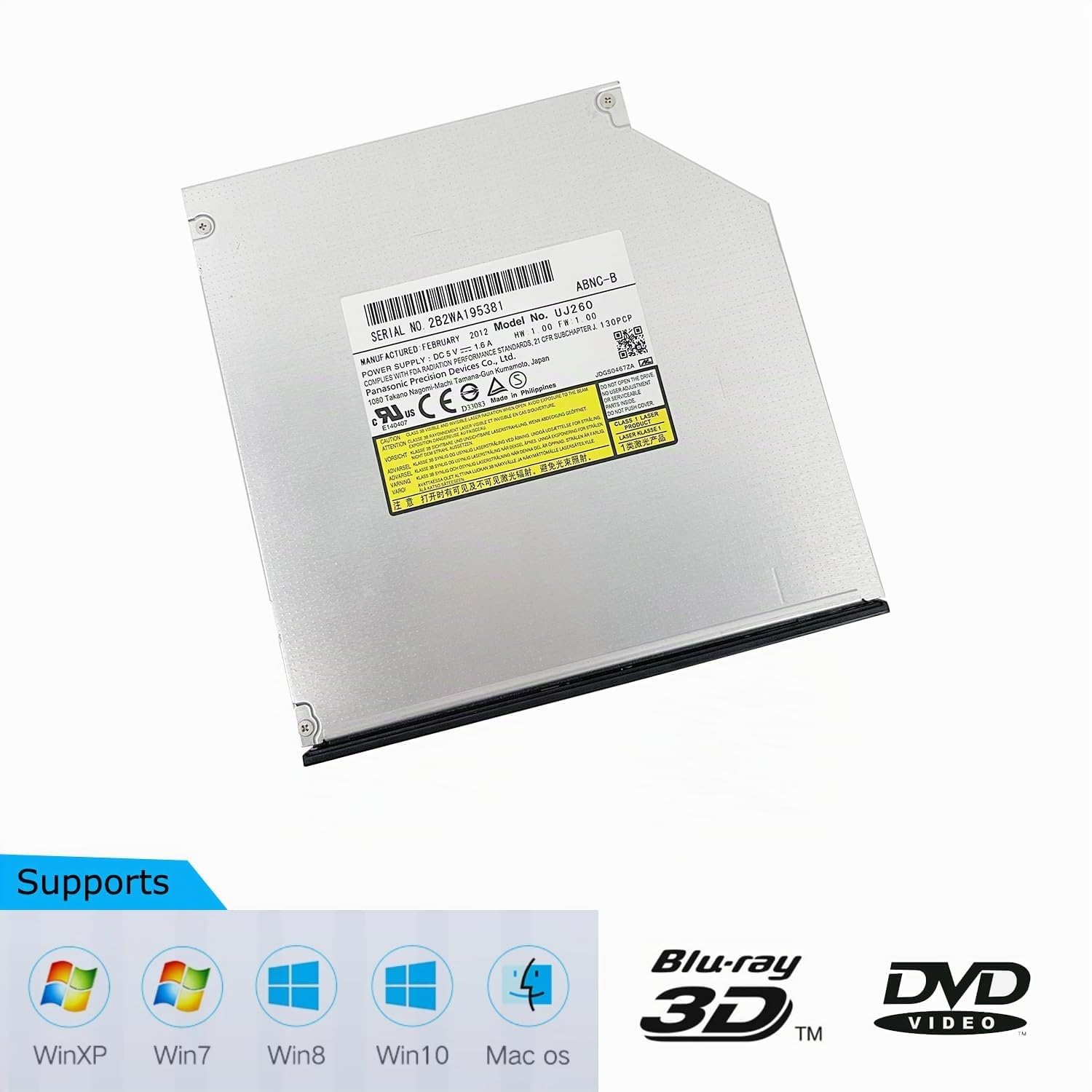 UJ-260 UJ260 6X Blu-RAY BD-RE DVD Rewriter interne 12,7 mm SATA Laptop Drive avec lunette pour Dell Optiplex 7020 3060 3050 et pour HP Pavilion dv4 dv5 dv6 dv7 dv8