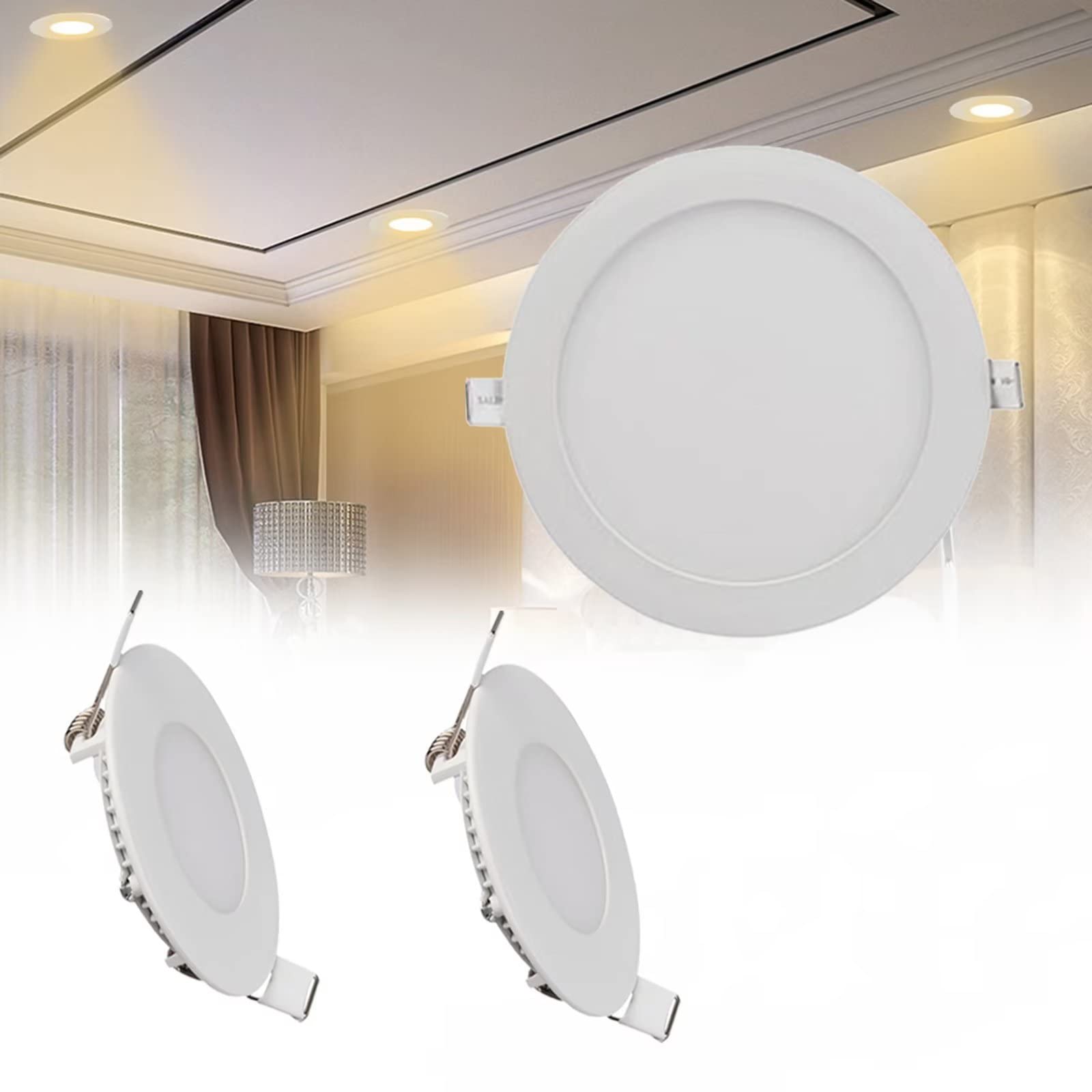 JIONET 7 Inch LED Recessed Ceiling Lights, 15W Round Downlights, 800LM, 3000K Warm White LED Ceiling Recessed Lights 975LM LED Recessed Lights