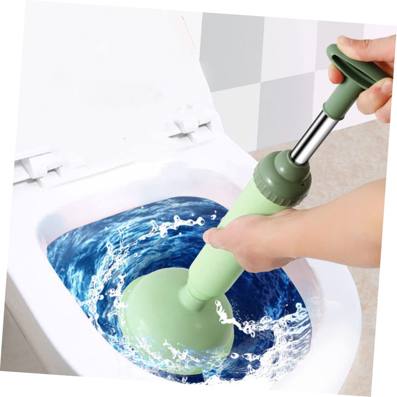 Cabilock Stura Water a Pressione per WC, 2 Pezzi, PVC e Acciaio Inossidabile, Pulizia WC e Rimozione Intasamenti in Bagno e Casa