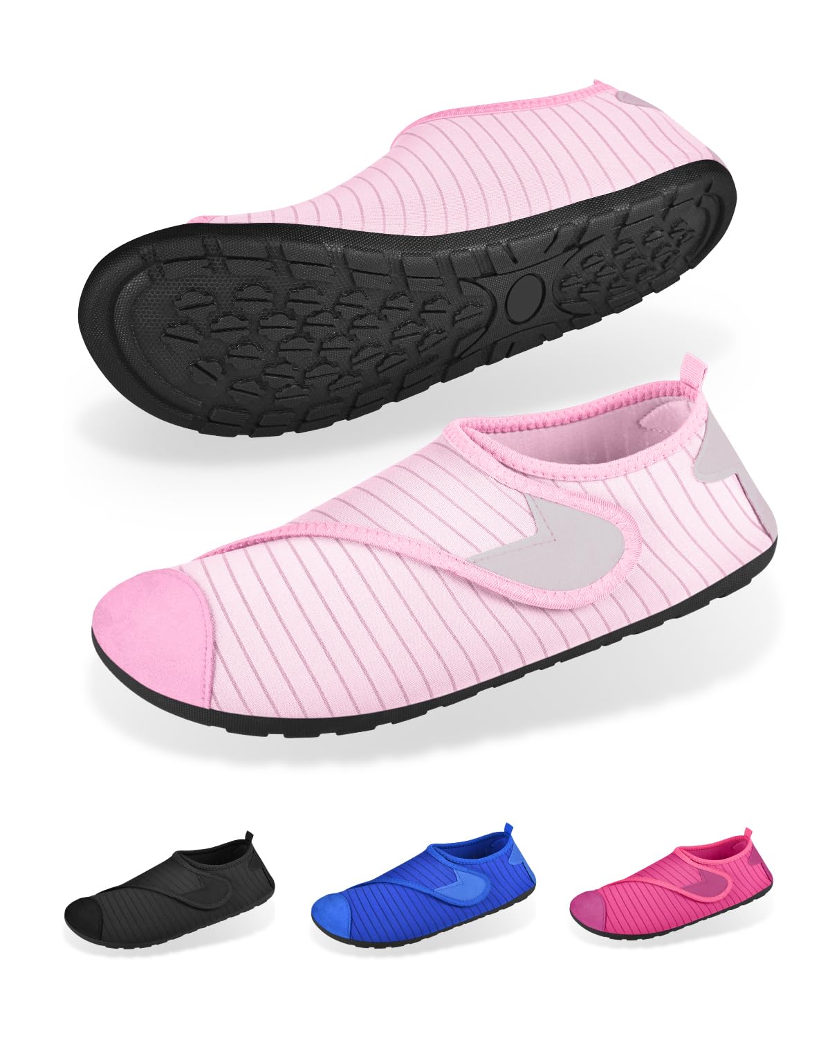 SUTIYO Zapatos de baño para mujer y hombre con cierre de velcro, zapatos de agua de secado rápido, zapatos de playa, transpirables, antideslizantes, zapatos de agua, zapatos descalzos, zapatos de surf