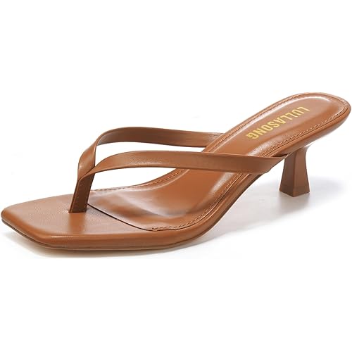 Women's Kitten Heels Sandals Square Open Toe Flip Flop Heels 1.8-2 Inch Heeled Sandals for Women