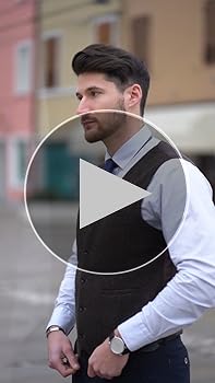PJ PAUL JONES Mens Vest V Neck Tweed Suits Vest Button Down