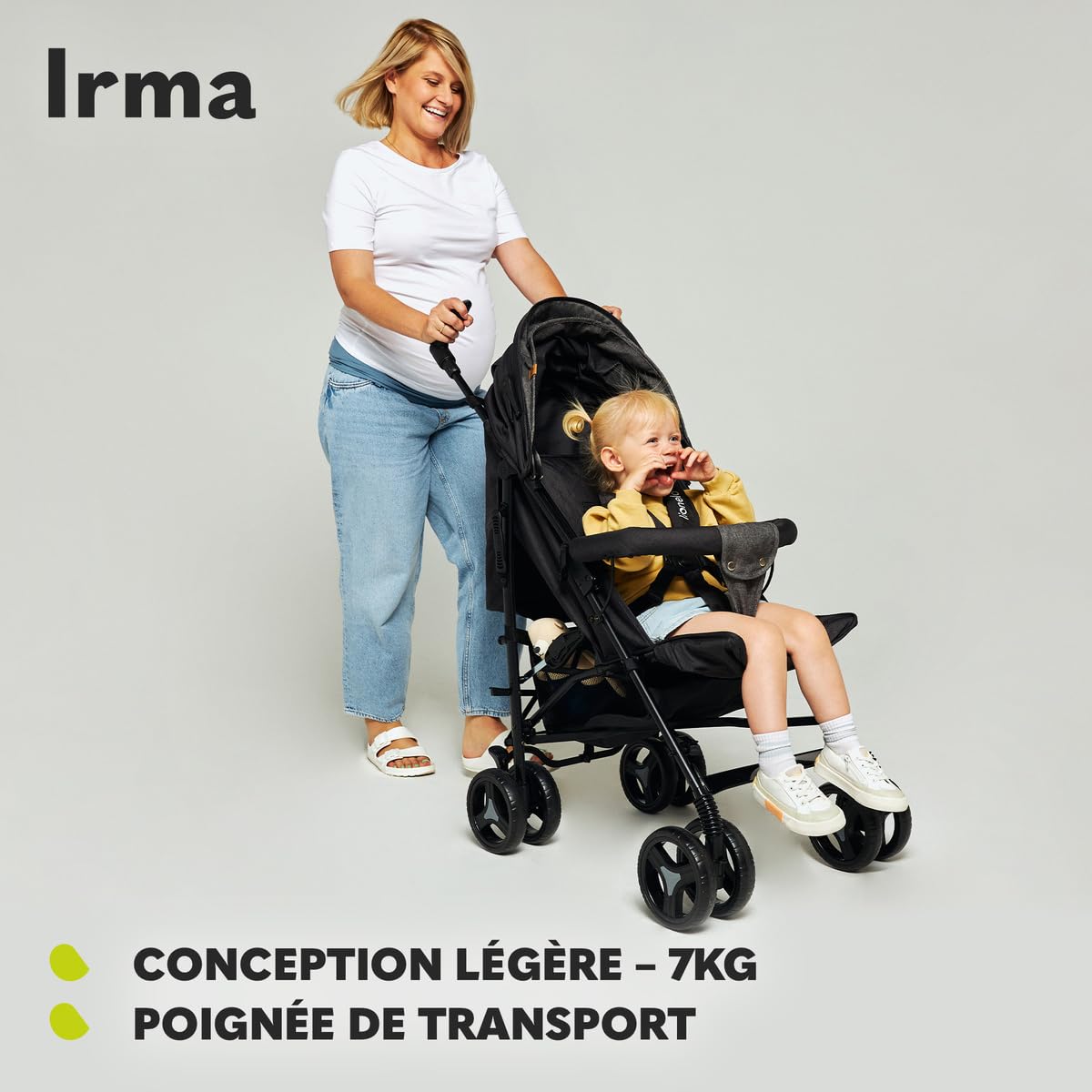 LIONELO Irma poussette canne à 15 kg (0 à 36 mois), légère et compacte, réglage du dossier jusqu’à la position couchée, grand panier système de pliage rapide, moustiquaire, chauffe-pieds