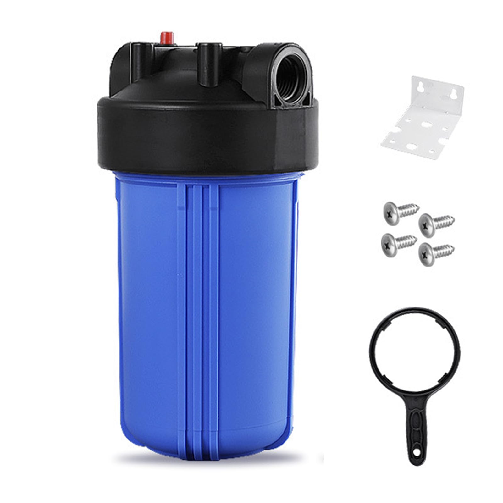 Wasserfiltergehäuse für das ganze Haus, 25,4 x 11,4 cm Wasserfiltergehäuse, Sedimentfiltersystem für Brunnenwasser mit 2,5 cm NPT-Anschluss, Drucklöseknopf