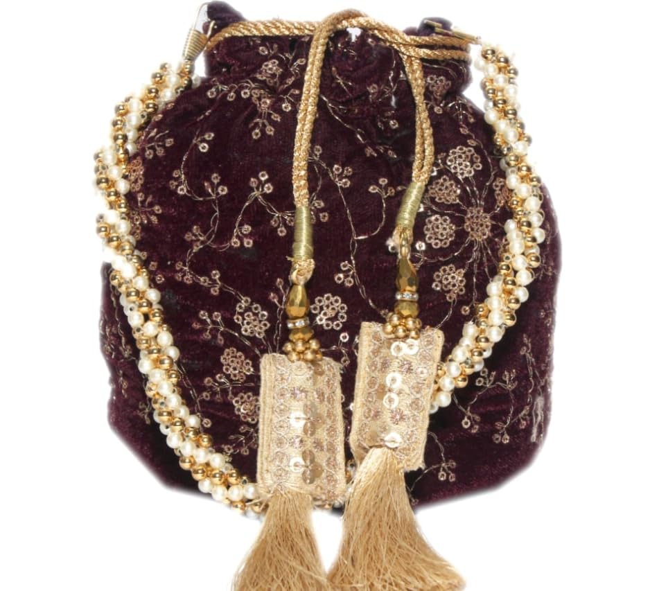 amerie fashions Premium Women's Wine Potli Purse for Party Wedding-picture-12