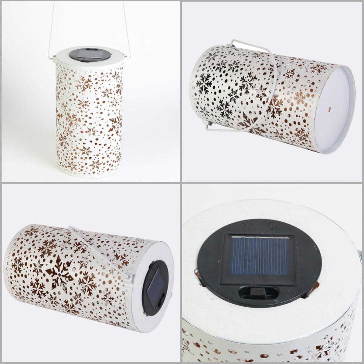 ABOOFAN Lampada Solare da Giardino in Ferro Protezione Ip44 con Effetto Luminoso Decorativo, Lanterna Artigianale Traforata per Decorazioni Esterne e Ambienti Outdoor