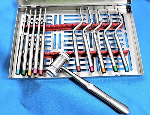 German New Sinus Lift Osteotomes Kit Straight Off Set Concave Mead Mallet Cassette Dental-A+ Premium Quality