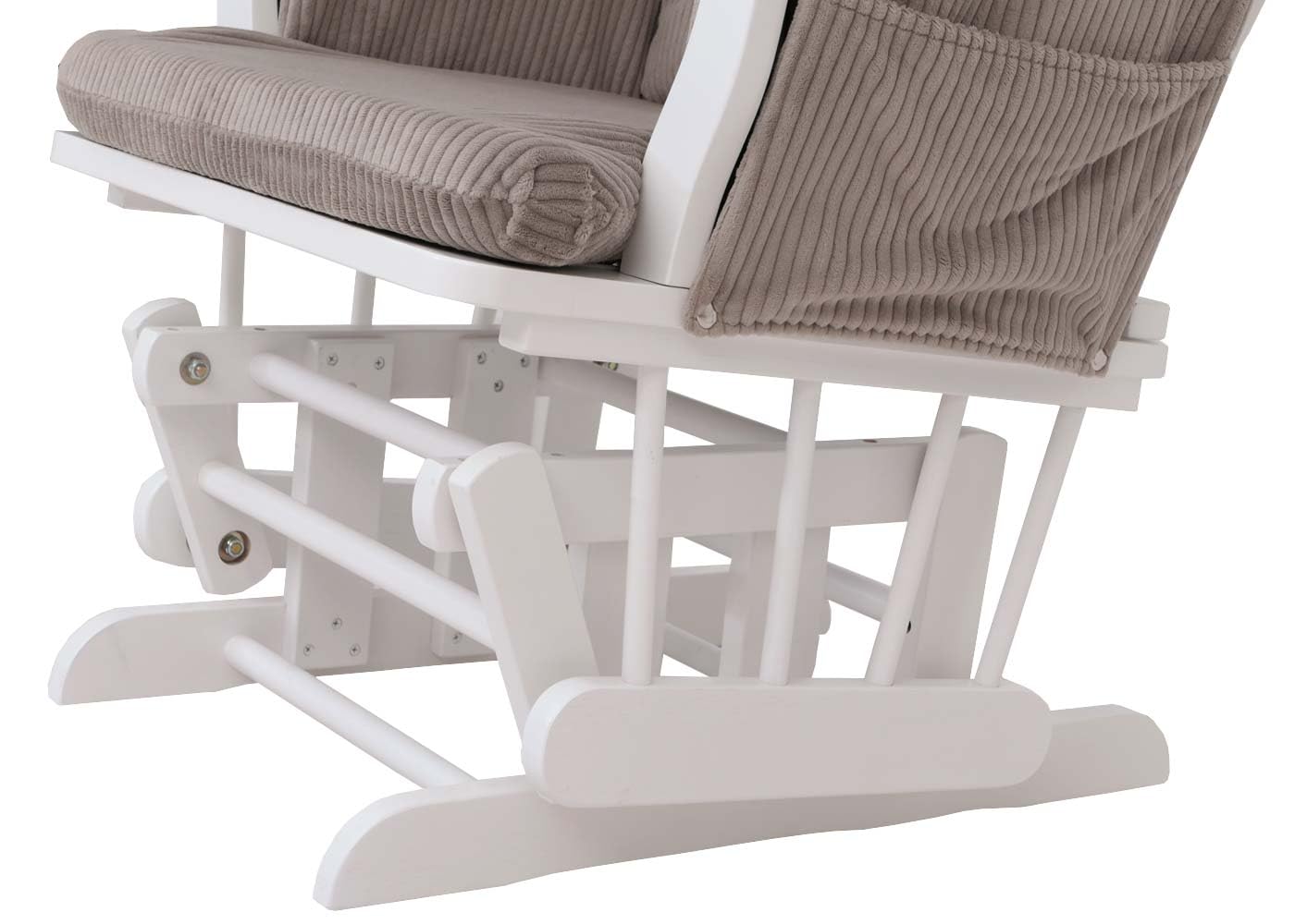 Mendler Relaxsessel HWC-C76, Schaukelstuhl Sessel Schwingstuhl mit Hocker Stoff Cord 320g/m² Öko-Tex - hellgrau Gestell weiß