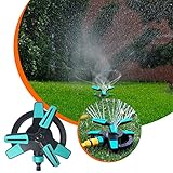 Garden Sprinkler Sprinkler for Yard Motion Activated Sprinkler Water Sprinkler for Lawn Automatic Rotating Garden Sprinkler for Large Area Coverage (Light Blue)