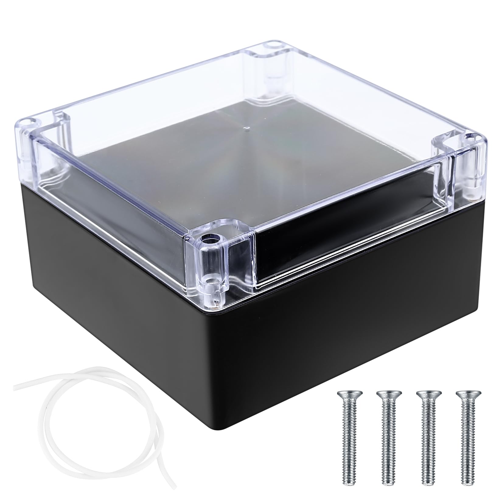 1 Pcs IP65 Waterproof Junction Box Outdoor, Electronics Project Box, ABS Plastic Weatherproof Electrical Box, Clear Cover Junction Box, Electrical Enclosure Case, Cable Connector Box,6.29x6.29x3.54"