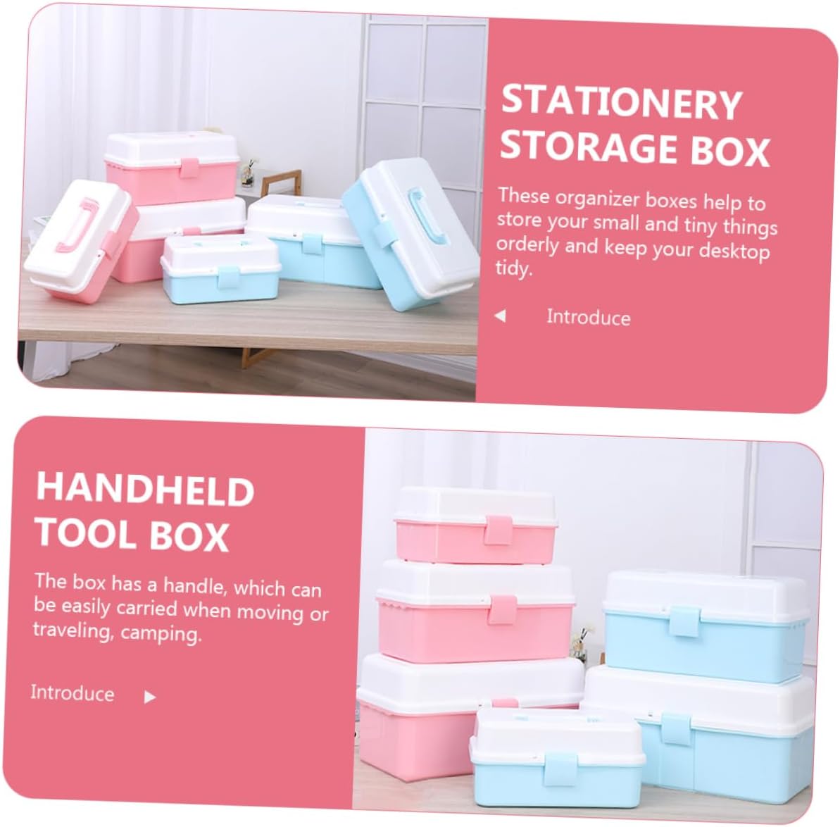 Hemobllo Portable Three Craft Tool Box Art Supply Storage Case with Handle for Home Organization for DIY Crafts Sewing Supplies Reliable Material Capacity