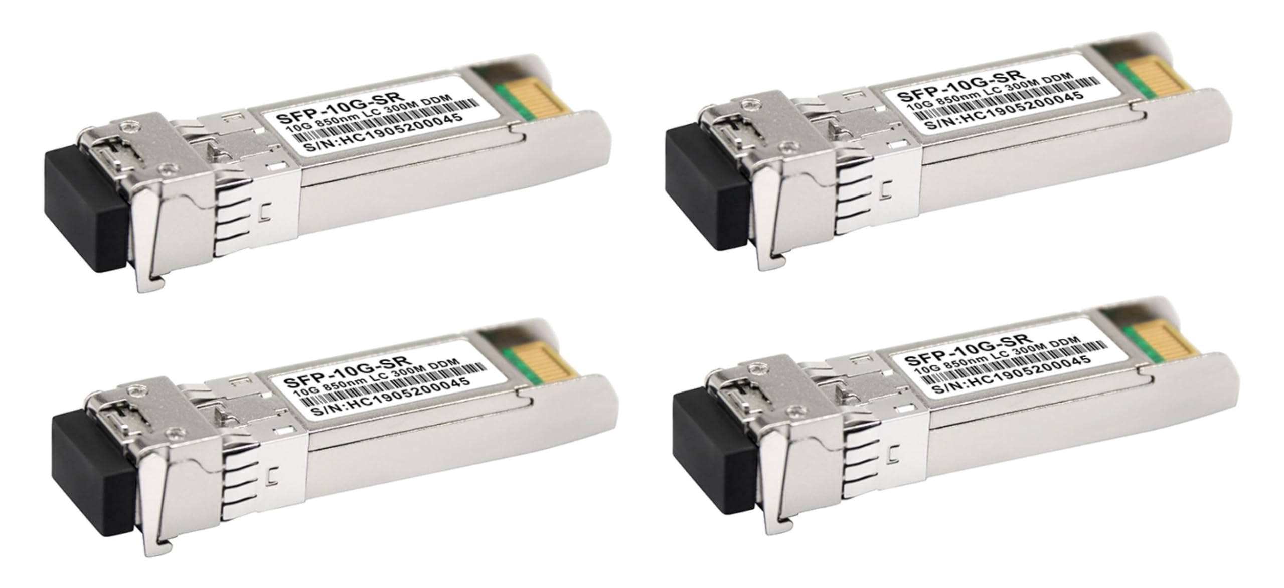 10G Multimode SFP+ LC Module, 10GBase-SR Fiber Transceiver Multimode SFP Module | Plug N Play | Hot Pluggable | for Cisco, & More (MMF,850nm,300m,DDM) 4 Pack- 1 Year Warranty