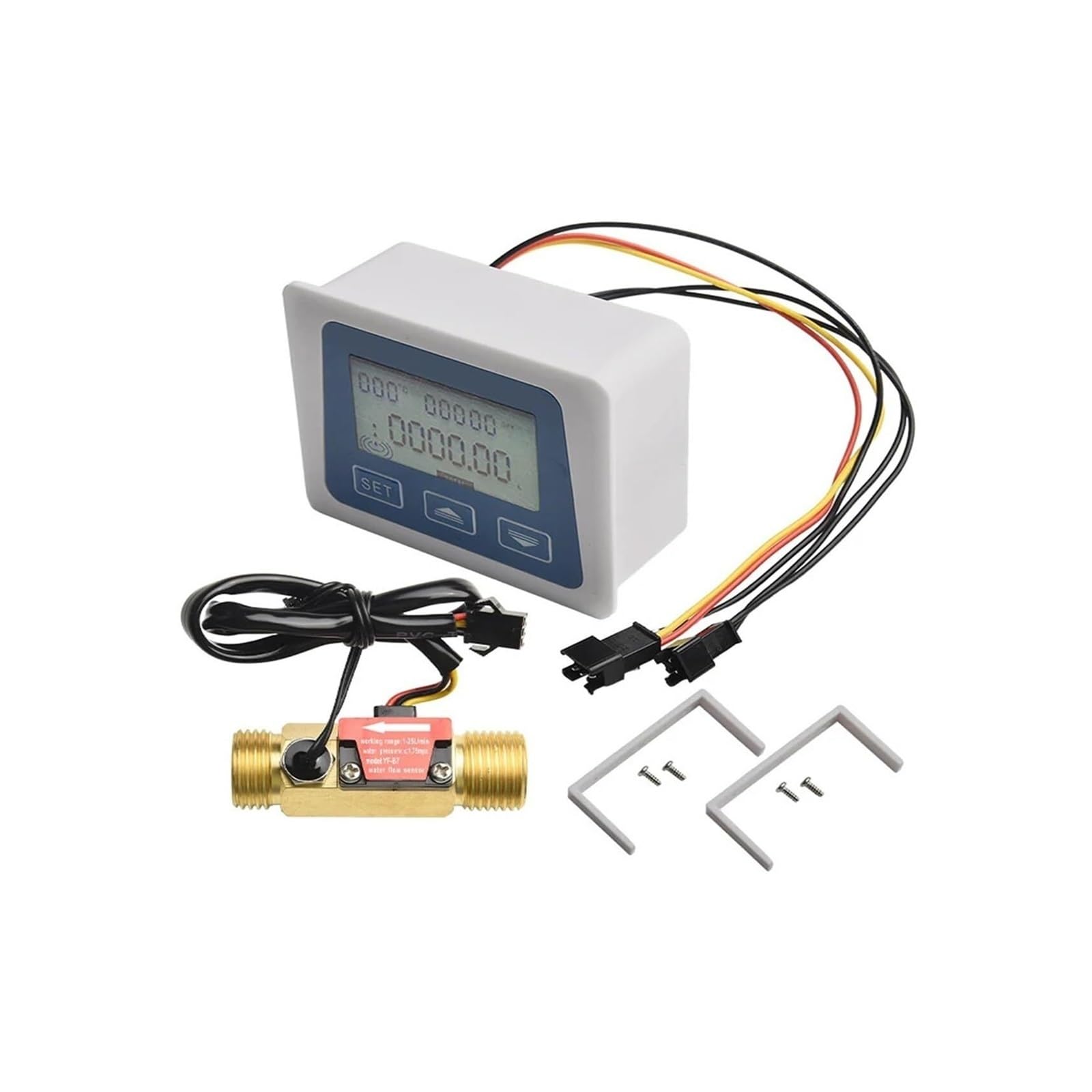 Sensor de control de caudal de agua, sensor de flujo de agua con rosca macho de 1-25 l/min con pantalla LCD digital que registra con precisión el consumo.