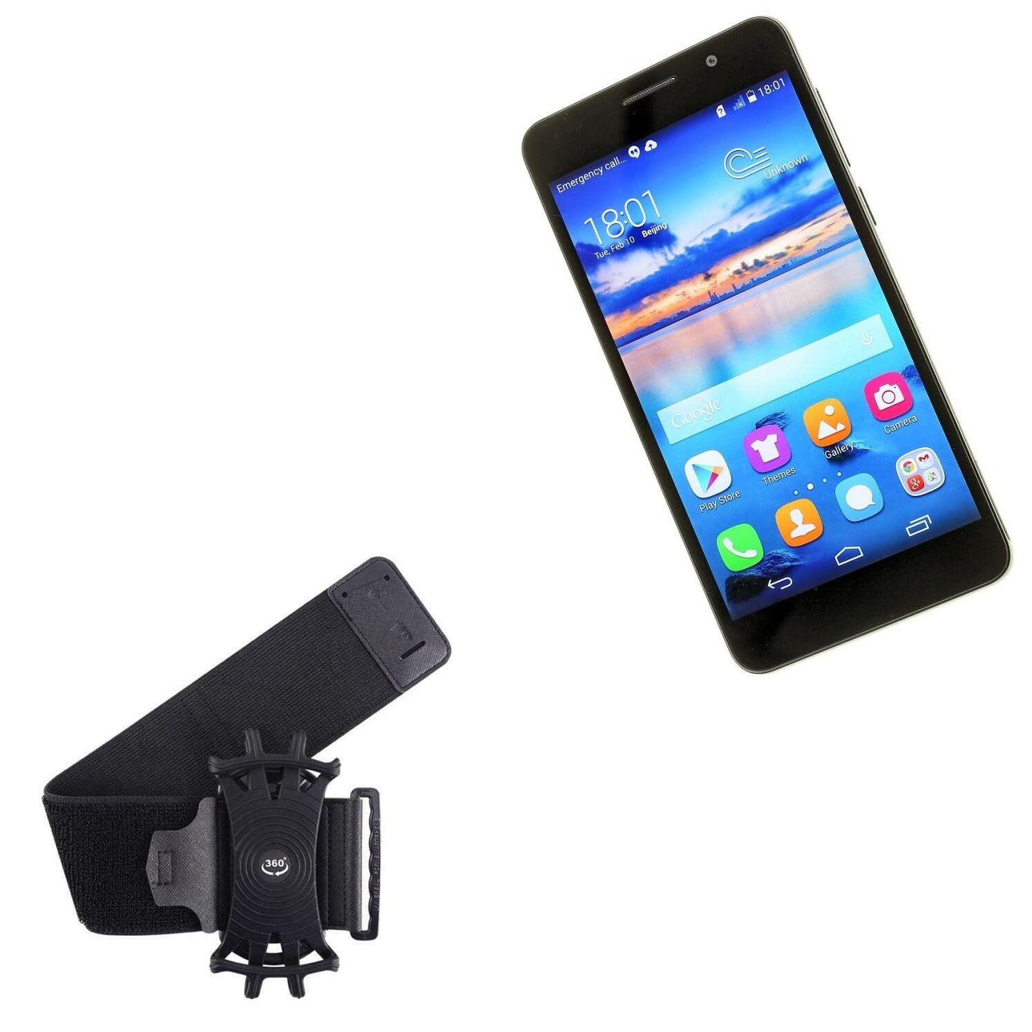 BoxWave Holster Compatible with Honor 6 - ActiveStretch Sport Armband, Adjustable Armband for Workout and Running - Jet Black