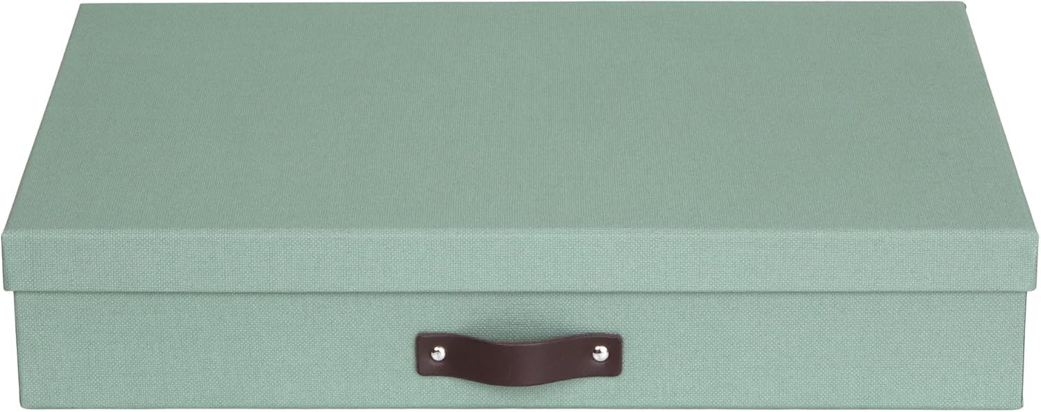Bigso Box of Sweden Document Box with Lid for Papers in A3 Format - Document Organiser Tray with Lid and Handle - Storage Container Made of Fibreboard and Paper - Mint Green — image 1