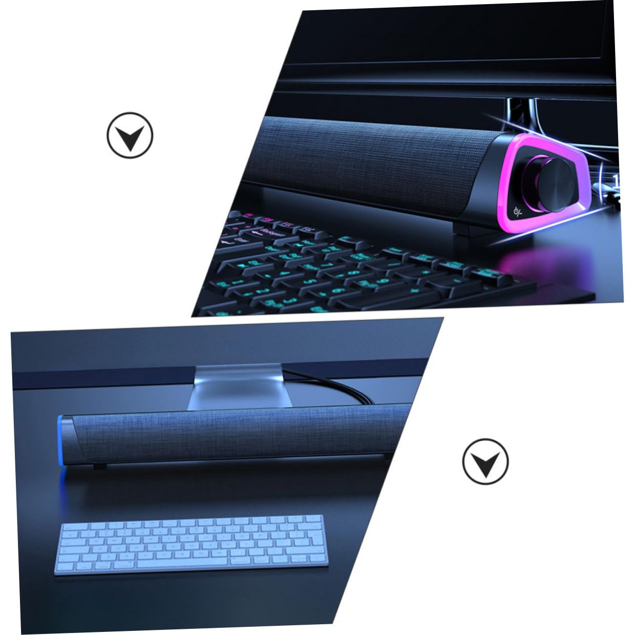 VILLCASE Soundbar Cablato, Stereo Speaker a Doppio Altoparlante, 2 Altoparlanti, 6w, Tessuto, Nero, per Computer e Tablet, per Gioco e Ufficio