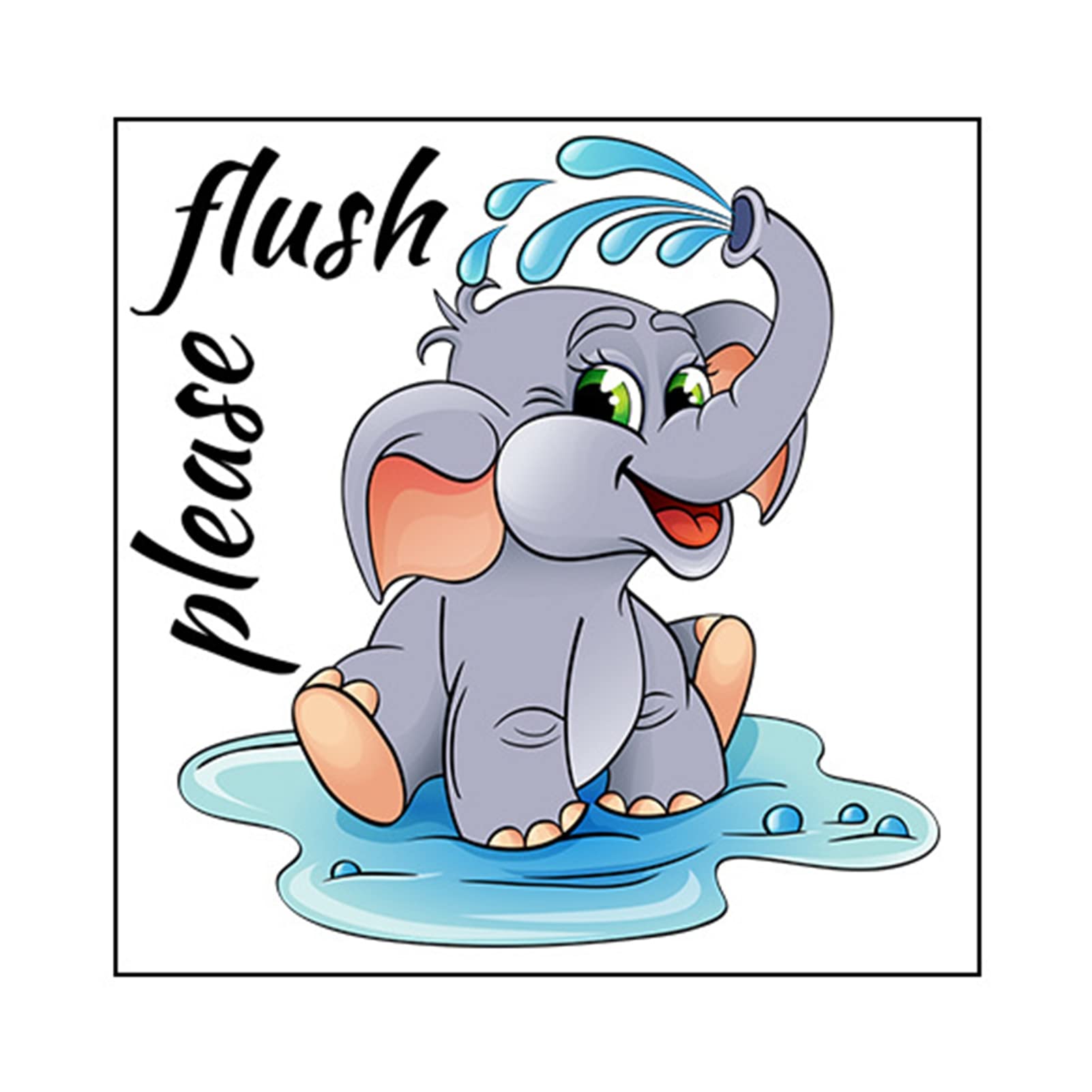Tinysiry Elephant Funny Toilet Seat Sticker - Cartoon Bathroom Wall Decal, Self-Adhesive Waterproof Art for DIY Decor - Lid Sticker 25 * 25cm