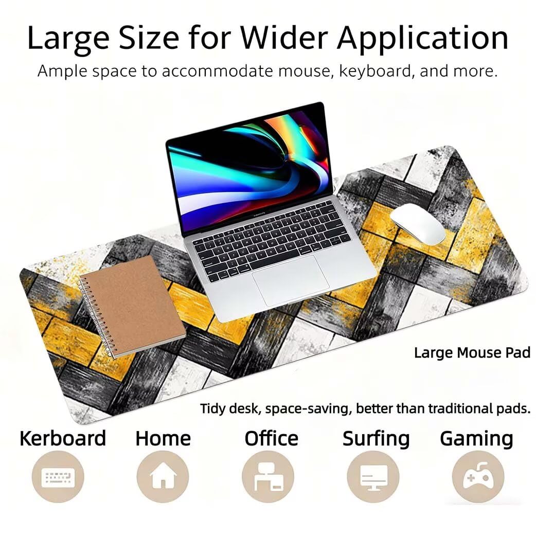 Lpfieonn Orange Farbe Großes Schreibtischunterlage, XXL Schreibtischunterlagen, Weiß XXL Wasserdicht Gaming Mousepad mit Vernähter Rand und Rutschfeste Gummibasis, für Hause/Büro 120x60cm PF-2869