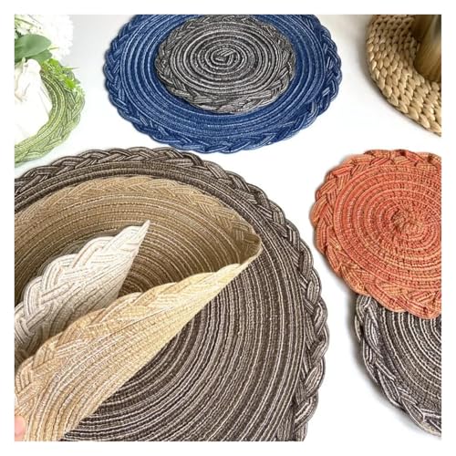 Napperons ronds tissés lavables orange 38cm tapis isolant