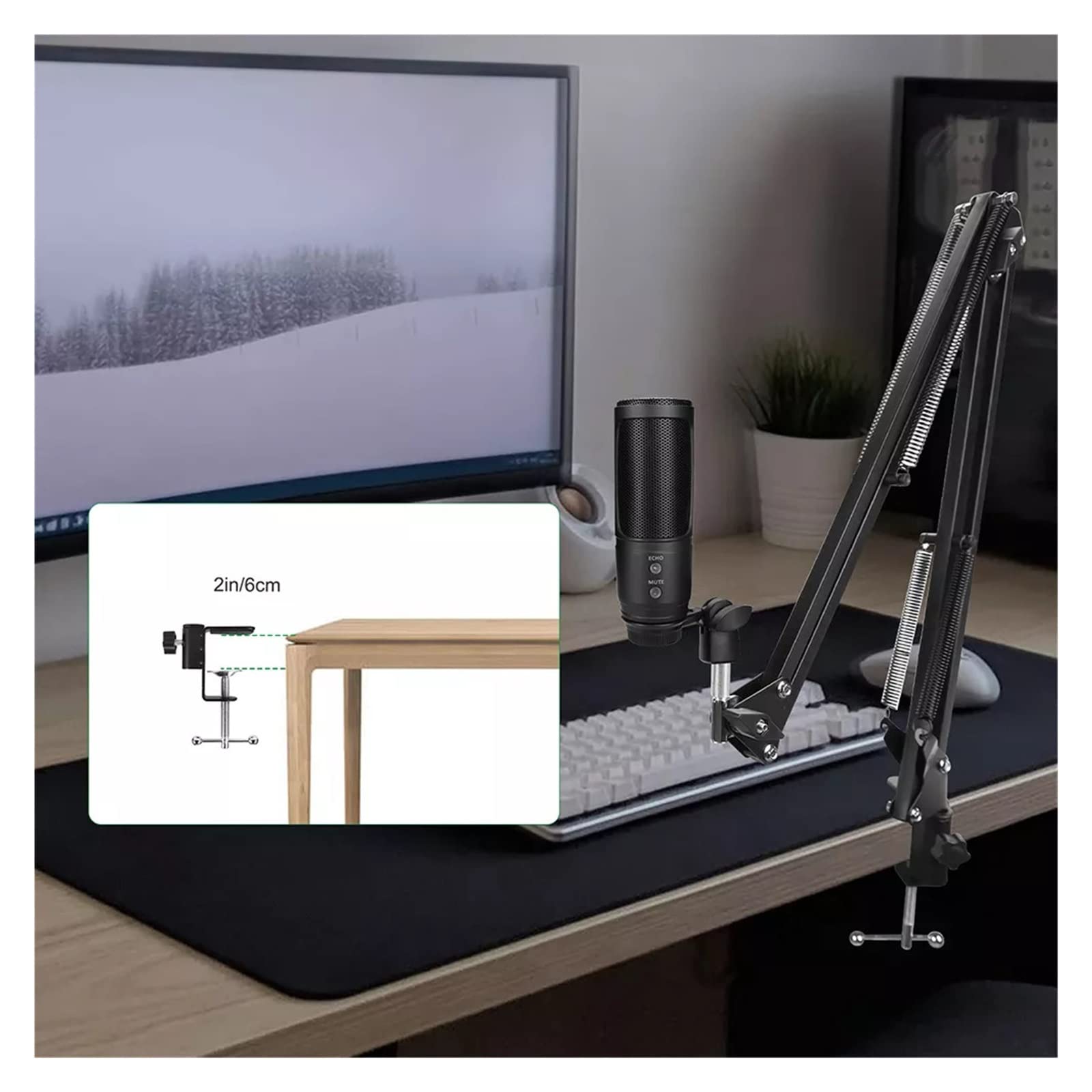 Kompatybilny z mikrofonami do gier Zestaw mikrofonu pojemnościowego USB ze statywem z funkcją wyciszenia echa do strumieniowego przesyłania podcastów komputera PC Mac Studio