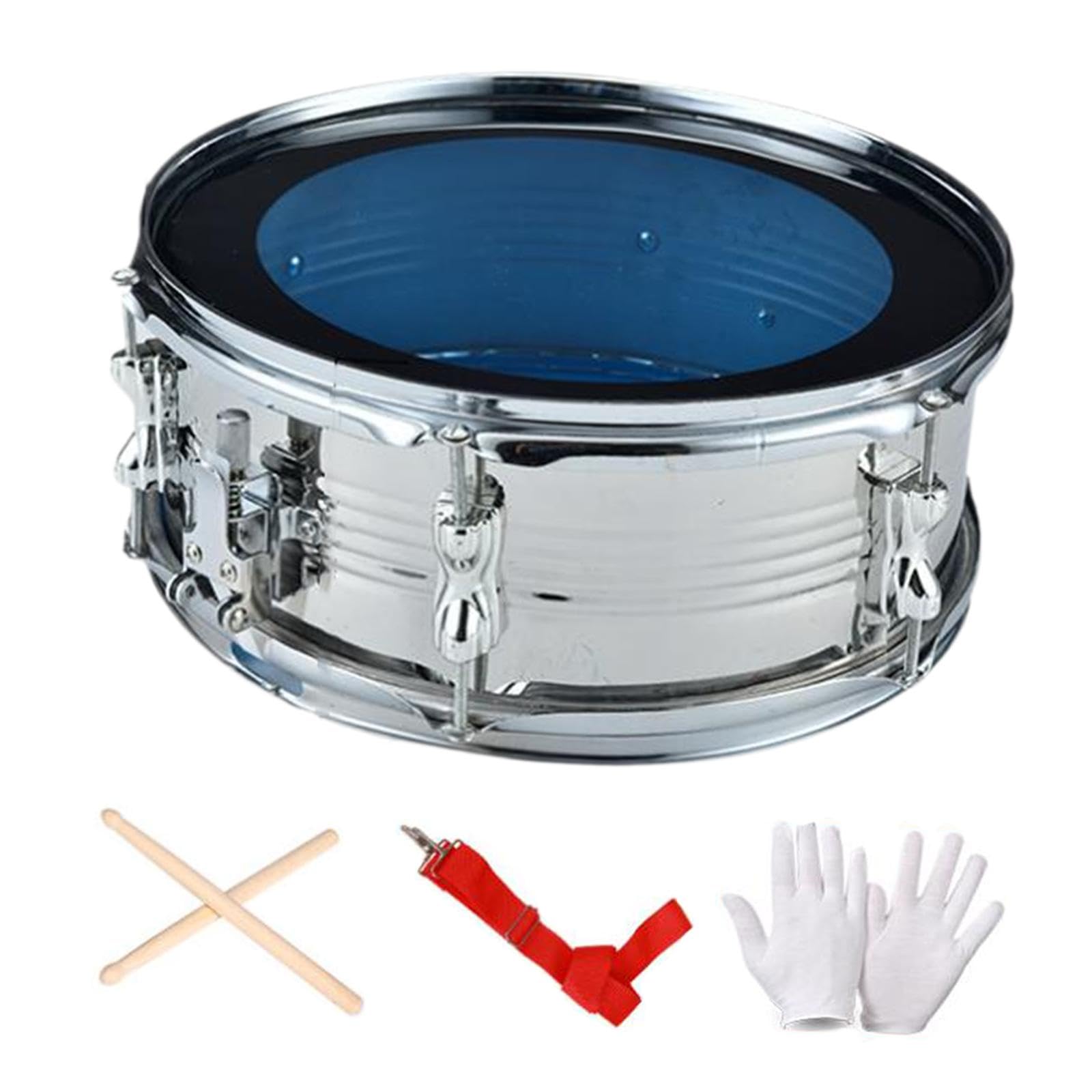 Harilla Caisse claire de 13 pouces pour apprentissage de la musique, instrument de percussion portable, instruments de musique pour garçons, filles, Argent