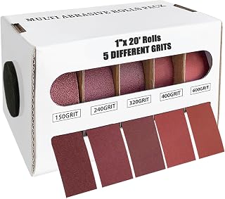 5 PCS Emery Cloth Roll, Sand Paper Assortment Pack Sandpaper 4 Grits Assorted for Wood Metal Sanding, Wet Dry Sandpaper 150/240/320/400/600 Grit