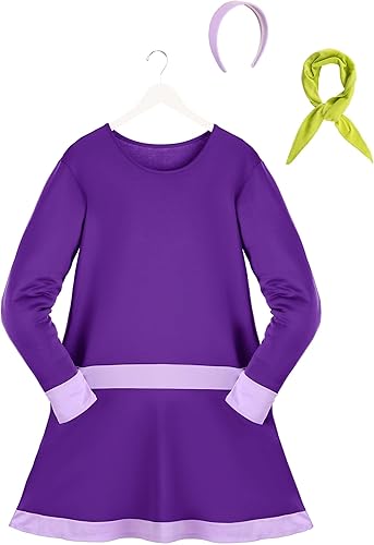 Miniatura 4 de Disfraz de Scooby Doo Daphne para mujer, talla grande, personaje de Scooby-Doo, vestido morado para Halloween