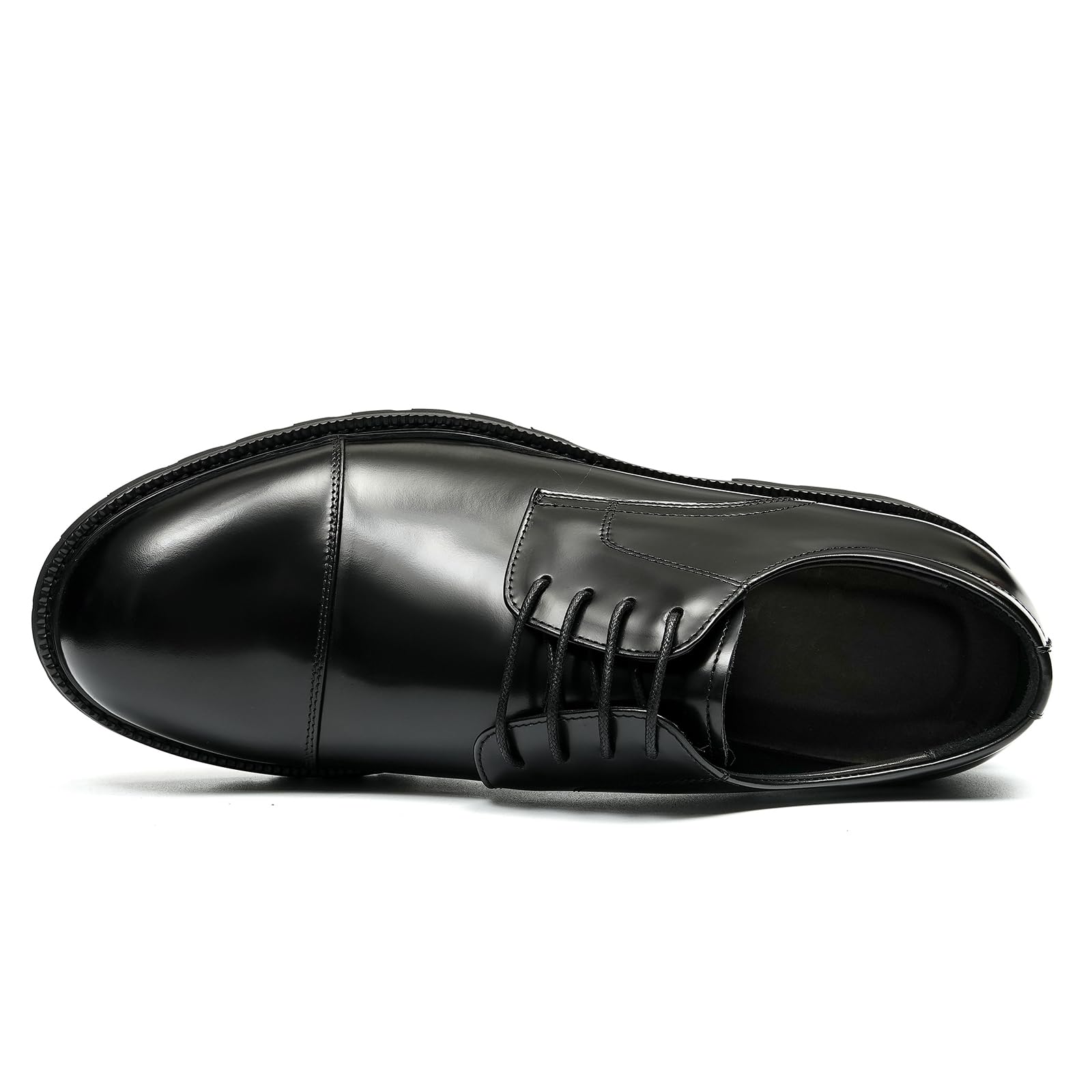 Herren Runde Zehe Bequeme Dicke Sohle Derbys Business Kleid Schuhe Anzugschuhe Formelle Echtes Leder Schnürhalbschuhe