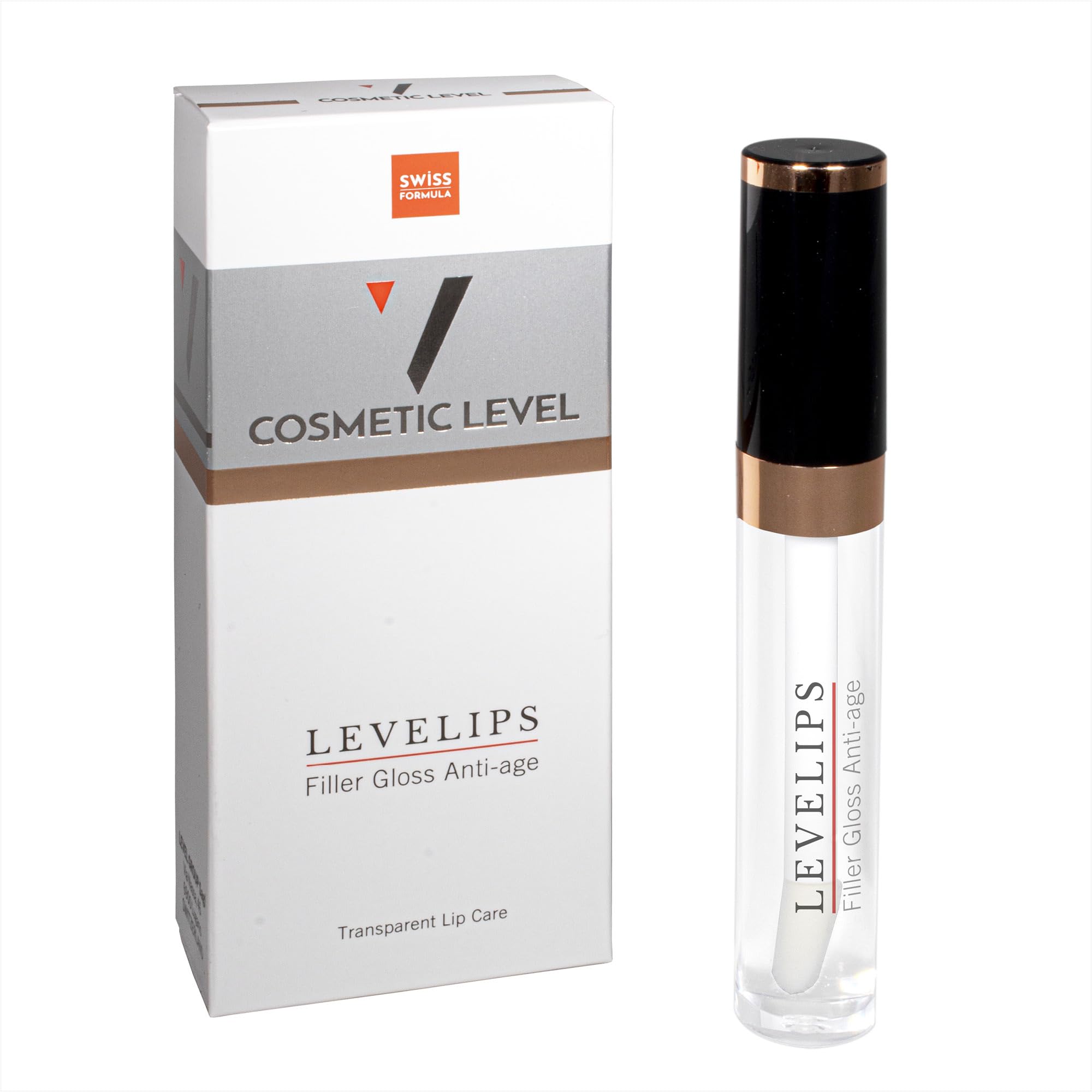 LEVELIPS Filler Gloss Anti-age | Potenciador de labios transparente | Efecto volumen inmediato y natural | Engordar | Reducción visible de arrugas | 6ml