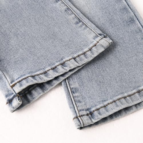 KIDSCOOL SPACE Baby Little Girls Flared Slim Fit Jeans, 18M-6T Bell-Bottom Stretchy Denim Pants4