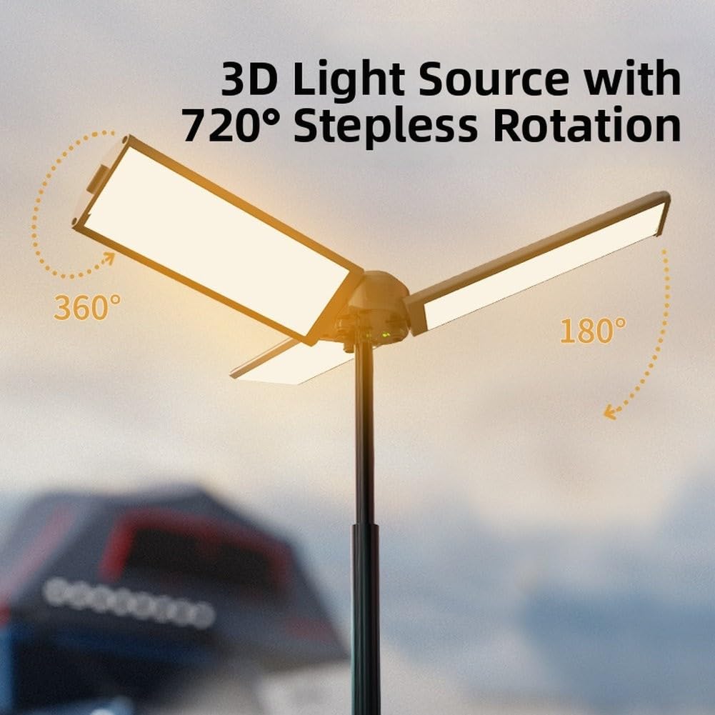 Faltbare LED Laterne 1000lm Dimmbar PC+ABS Aluminium | 8000mAh für akku, USB Ein-/Ausgang, Powerbank Funktion, wasserdichtes Design, lange Laufzeit bis 13h