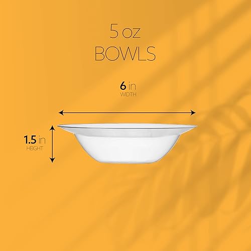 Miniatura 6 de PLASTICPRO Paquete de 40 unidades de 5 onzas Tazones de postre y aperitivos de plástico duro desechables de 5 onzas de peso pesado transparente con